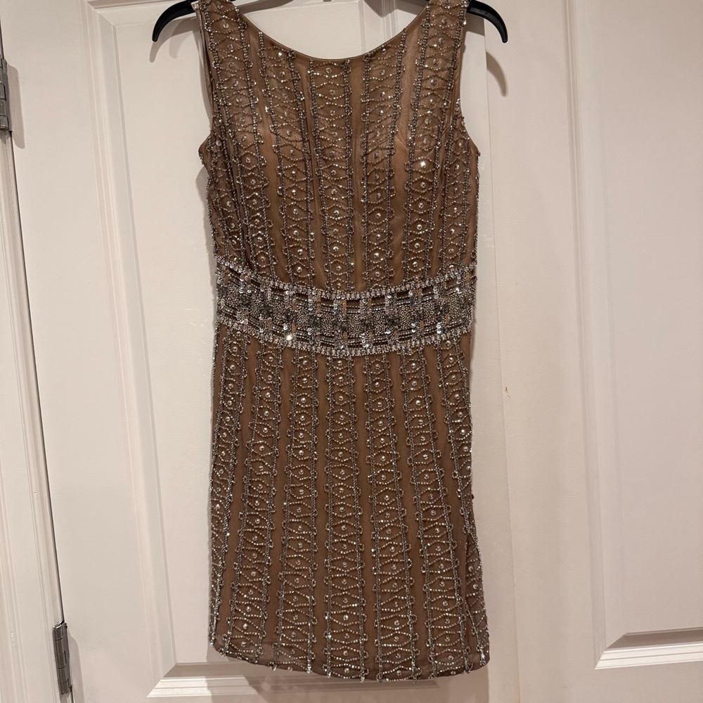 Scala Brown Beaded Mini Dress